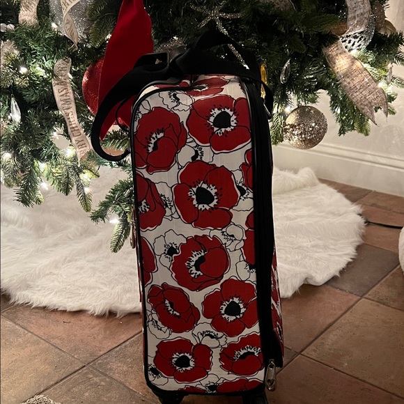 Floral Red and Black Rolling Suitcase - Picture 3 of 8